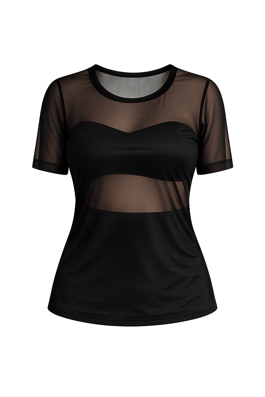 Publicação demonstrativa — Blusa de Tule Feminina Transparente – Manga Curta
